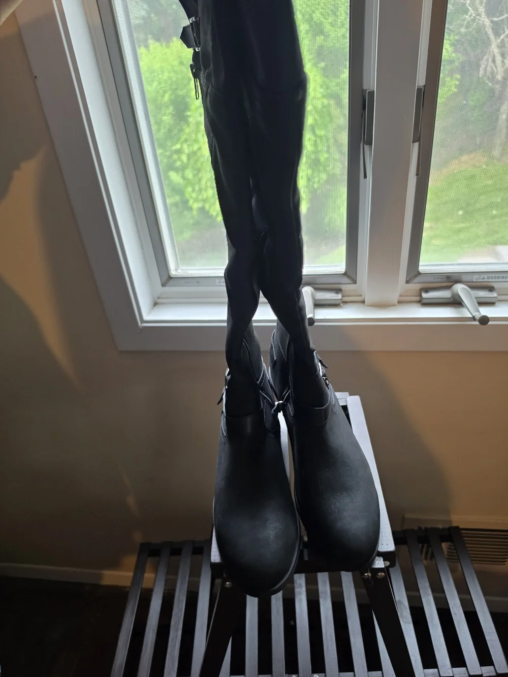 Tall Black Buckle Riding Boots - Women